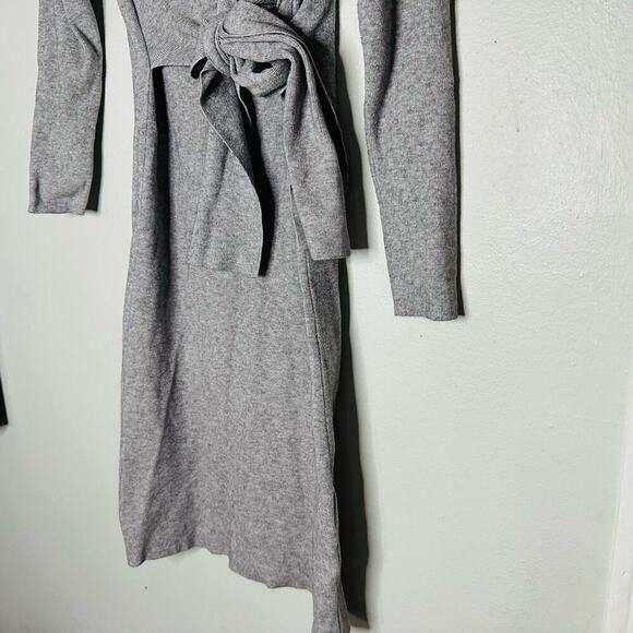 CAARA Women's Light Grey Sweater Knot at Waist Bintu Midi Dress Size Extra Small - Picture 6 of 12
